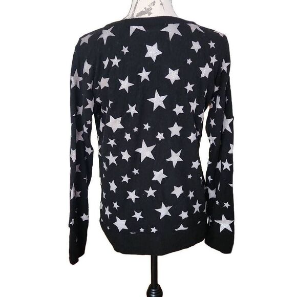 Chaser Ladies Size Medium Soft Black Fleece Dream Top with Silver Stars - Picture 2 of 5